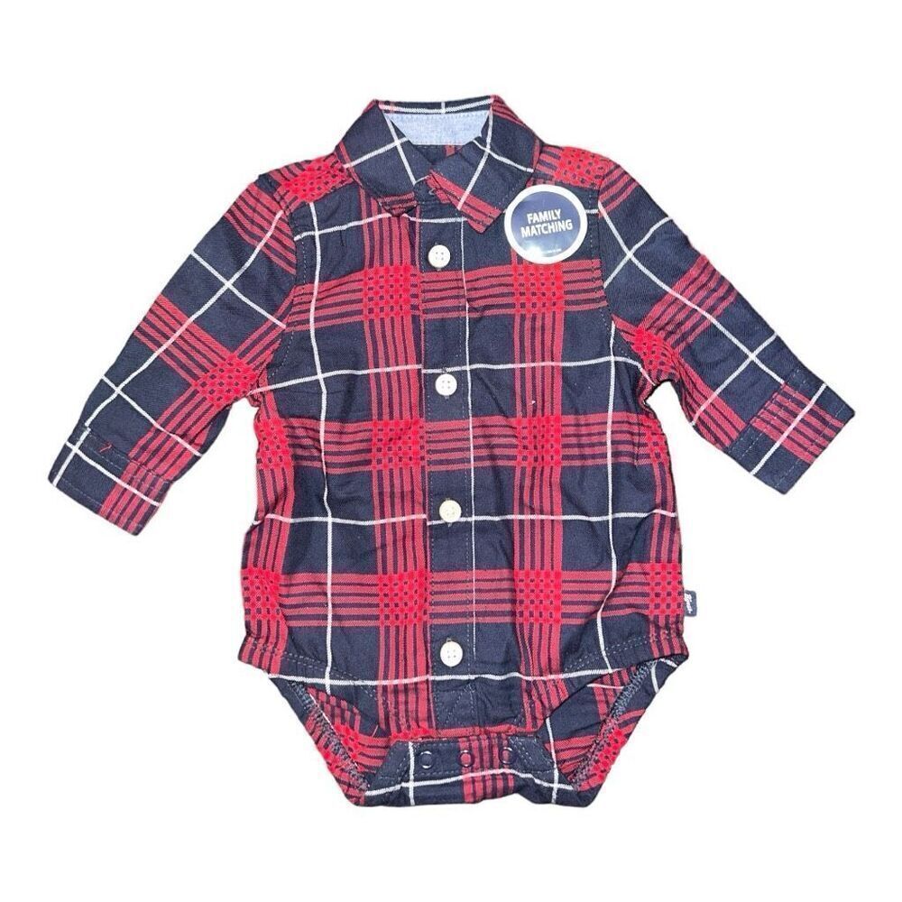 Oshkosh Boys Size 3M Flannel Shirt Casual Collared Long Sleeve Snaps Plaid